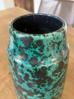 Vintage groen zwart metallic vaas Scheurich 203-26, Ophalen of Verzenden