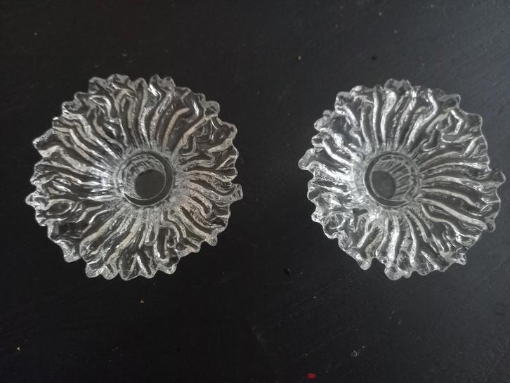 Finse Humppila Glass kristal-glazen kandelaars Zonnebloem, Huis en Inrichting, Woonaccessoires | Kandelaars en Kaarsen, Gebruikt