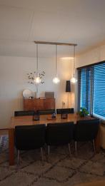 Hanglamp RVS met 3 glazen lampbollen, Ophalen, Minder dan 50 cm, 100 tot 150 cm, Rond