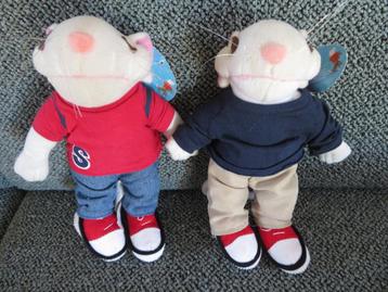 2 x Stuart Little blauw en rood muis knuffel meten ca 22 cm beschikbaar voor biedingen