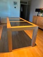 Eettafel licht eiken natuursteen, Ophalen, Strak modern, Eikenhout, 200 cm of meer