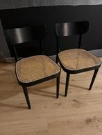 2 rotan stoelen - zwart - hout - design, Huis en Inrichting, Stoelen, Ophalen, Riet of Rotan, Gebruikt, Twee