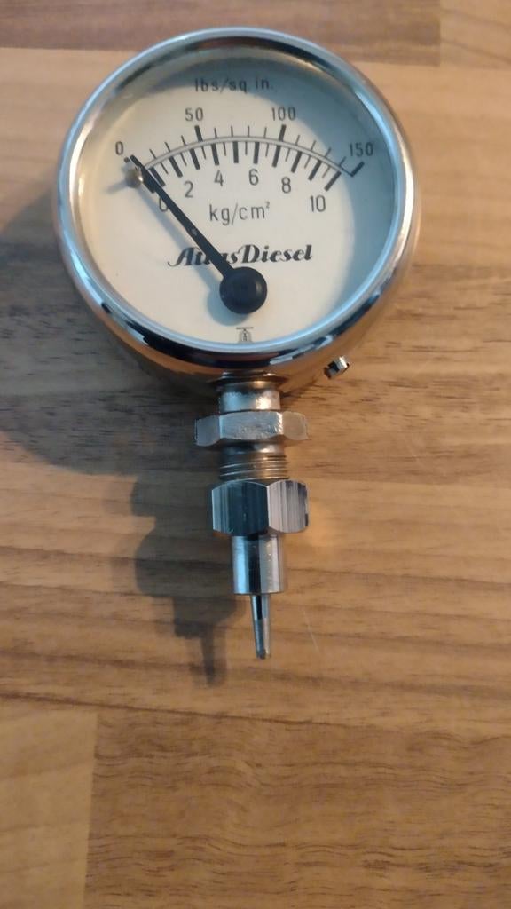 oude Atlas Diesel manometer, waarschijnlijk een bandenspanni, Ophalen of Verzenden, Gebruikt, Oldtimer onderdelen