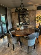 Landelijke ronde  teakhouten eettafel 150 cm, Huis en Inrichting, Ophalen, Zo goed als nieuw, Vijf personen of meer, Landelijk hoffz