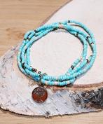 armbandjes turquoise/crème kraaltjes life tree, Sieraden, Tassen en Uiterlijk, Armbanden, Ophalen of Verzenden, Blauw, Overige materialen