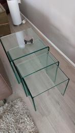 Glazen bijzettafels Orlando, set van 3 stuks, Ophalen, Minder dan 45 cm, Minder dan 55 cm, Vierkant