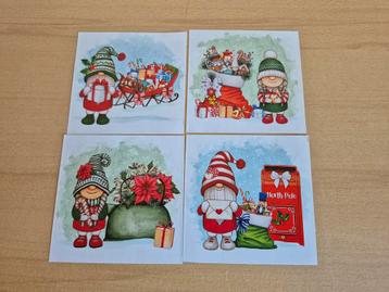 Plaatjes 4 stuks- gnome kerst -2 (opruiming) beschikbaar voor biedingen