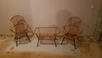 Vintage rotan bistroset, Ophalen, Gebruikt, 2 zitplaatsen