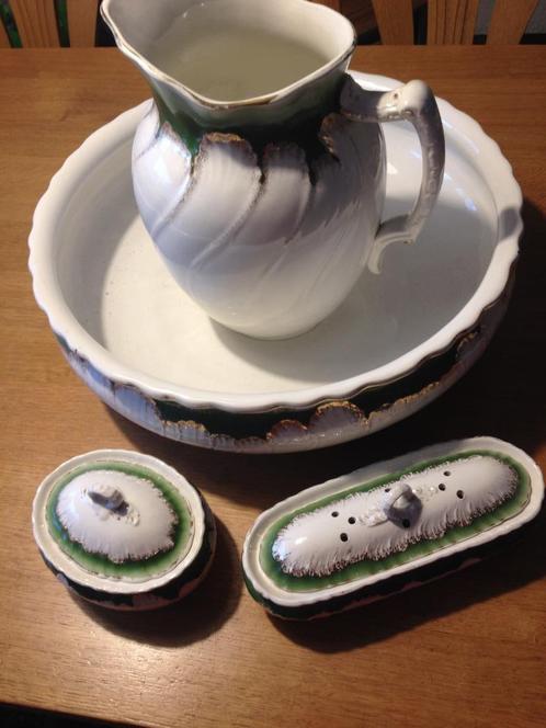 antieke aardewerk kom+waterkan+2 bakjes + kom + plaspot, Antiek en Kunst, Antiek | Keramiek en Aardewerk, Ophalen