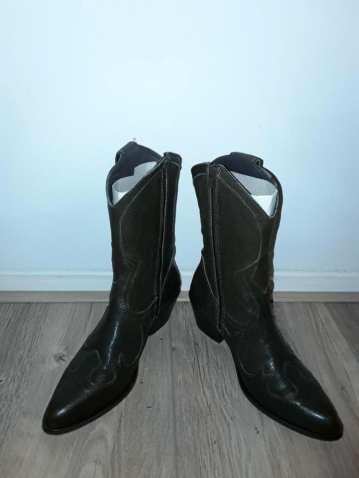 RDA Roberto D'Angelo Bruin/Groene Western Boots Maat 40, Kleding | Dames, Schoenen, Zo goed als nieuw, Hoge laarzen, Zwart, Ophalen of Verzenden
