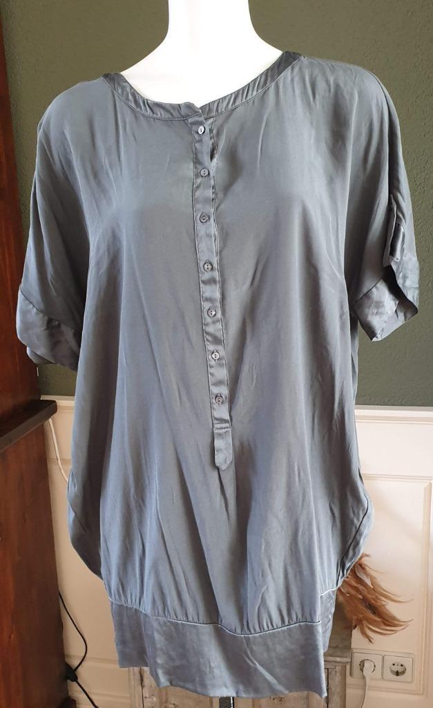 Vanilia mooie zijden top S 36 topje shirt Gratis Verzenden, Kleding | Dames, Tops, Zo goed als nieuw, Maat 36 (S), Grijs, Korte mouw