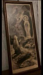 Maria en Bernadette ,antieke gesigneerde ets, Antiek en Kunst, Antiek | Religie, Ophalen