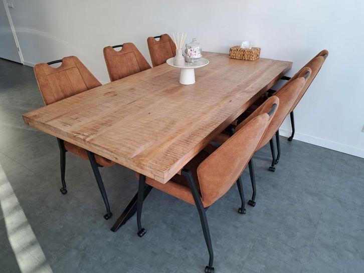 Robuuste mangohouten eettafel – 2x1 meter, Huis en Inrichting, Tafels | Eettafels, Gebruikt, 50 tot 100 cm, 200 cm of meer, Rechthoekig