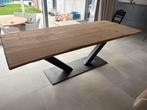 Eiken boomstam tafel met stalen poot 3meter lang, Gebruikt, Eikenhout, 200 cm of meer, Ophalen of Verzenden
