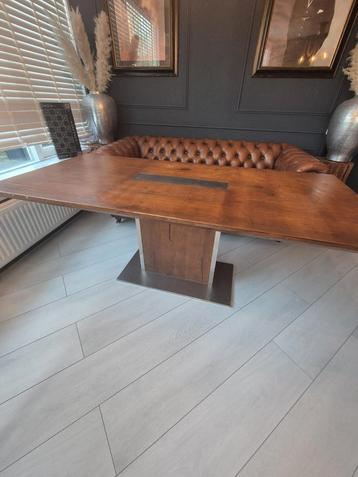 Eiken rvs Eettafel - Zeer Netjes! beschikbaar voor biedingen