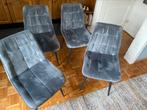 4  Eetkamerstoelen: antraciet grijs Velvet, Ophalen, Nieuw, Vier, Stof