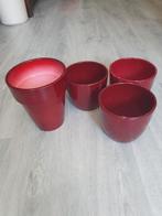 4 rode bloempotten, Gebruikt, Rond, Minder dan 40 cm, Tuin