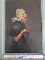 Schilderij Zeeuws meisje, vrouw in klederdracht schilderij, Antiek en Kunst, Ophalen