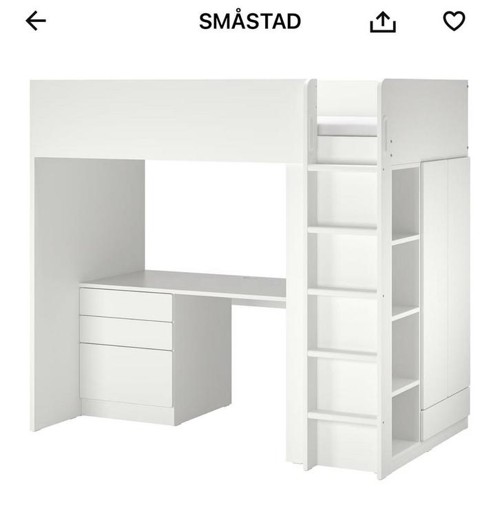 Hoogslaper Ikea Smastad  inclusief matras ( 2 stuks), Kinderen en Baby's, Kinderkamer | Stapelbedden en Hoogslapers, Zo goed als nieuw