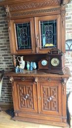 Mechelse kast met glas in lood ramen en veel details.  Antie, Ophalen of Verzenden