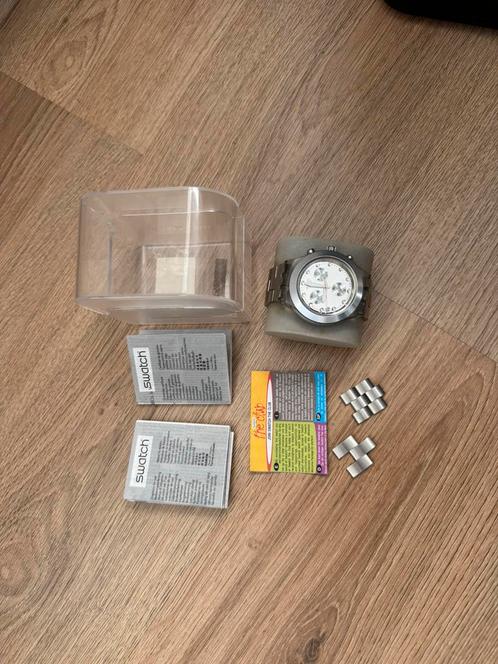 SWATCH Irony Diaphane, Sieraden, Tassen en Uiterlijk, Horloges | Dames, Zo goed als nieuw, Polshorloge, Swatch, Staal, Staal, Met strass
