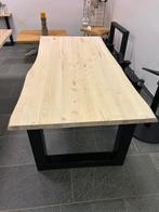 Lichte eiken boomstamtafel 200x100, Huis en Inrichting, Tafels | Eettafels, Nieuw, Rechthoekig, Ophalen of Verzenden