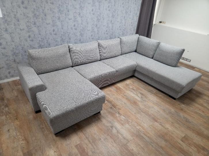 GRATIS BEZORGEN | Zeer Mooi Groot Grijs U Bankstel, Huis en Inrichting, Banken | Bankstellen, Zo goed als nieuw, Hoekbank, Vierpersoons of meer