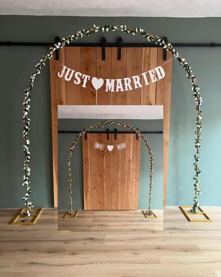 Te huur Backdrop bruiloft met accesoires, Hobby en Vrije tijd, Feestartikelen | Verhuur, Zo goed als nieuw, Geboorte of Huwelijk