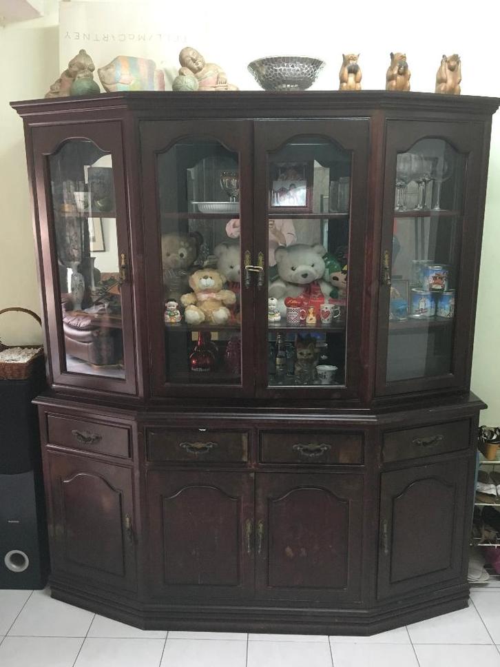 Vitrinekast Chinees, Huis en Inrichting, Kasten | Vitrinekasten, Gebruikt, 200 cm of meer, 100 tot 150 cm, 25 tot 50 cm, Met lade(s)