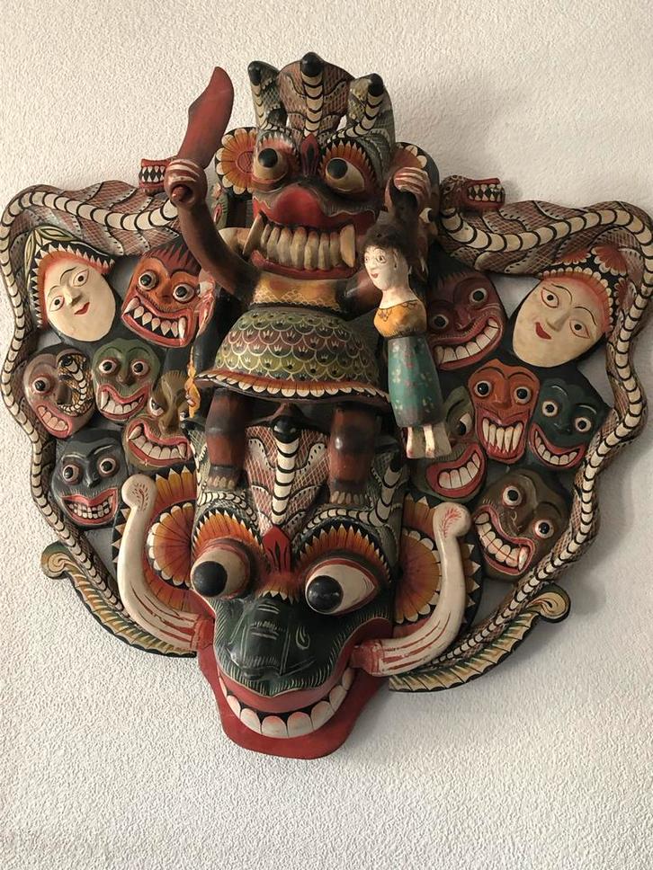 Vintage Sri Lanka Masker - Ambalangoda Snijwerk, Antiek en Kunst, Kunst | Niet-Westerse kunst, Ophalen of Verzenden