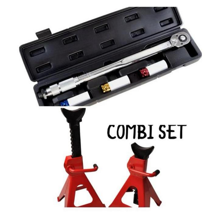Nieuwe Momentsleutel 28-210nm + jackstands combi set, Auto diversen, Autogereedschap, Nieuw, Ophalen of Verzenden
