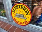 Elektrion motor olie oud reclamebord, Reclamebord, Gebruikt, ., Ophalen of Verzenden