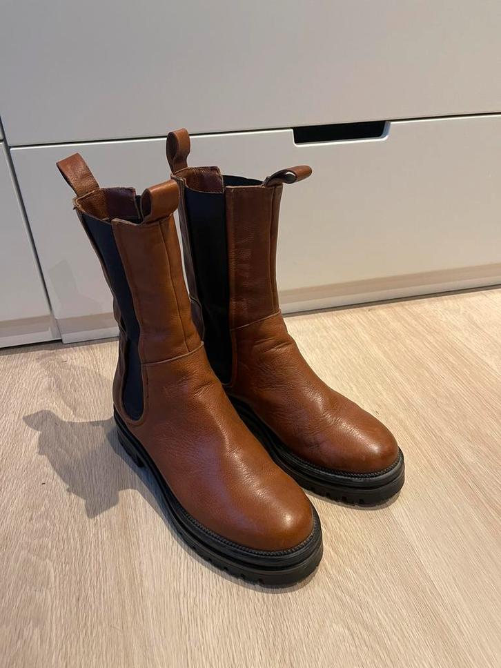 Manfield Prachtige leren laarsjes ,Cognac kleur maat 40, Kleding | Dames, Schoenen, Zo goed als nieuw, Lage of Enkellaarzen, Bruin