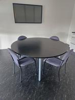 Ronde tafel 160 doorsnede incl 5 antraciet stoelen, Ophalen, 150 tot 200 cm, Rond, Zo goed als nieuw