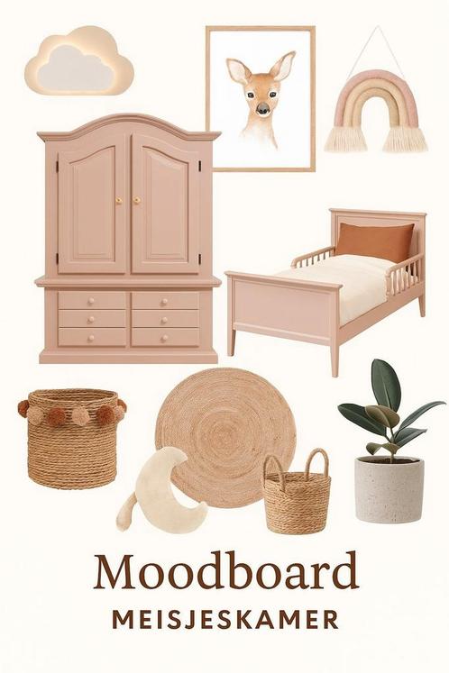 Vintage ruime kledingkast meidenkast zachtroze hout lades, Kinderen en Baby's, Kinderkamer | Commodes en Kasten, Zo goed als nieuw