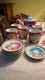 V&D rose blauw servies theepot bekers schaaltjes, Huis en Inrichting, Keuken | Servies, Ophalen, Zo goed als nieuw, Porselein