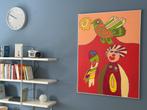 Schilderij Vrouw met Vogels, Kunst & Ko, 90x120cm, Ophalen, Zo goed als nieuw, Schilderij, 75 tot 100 cm