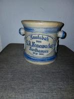 Antieke Stenen Bloempot met Blauwe Accenten, Ophalen of Verzenden
