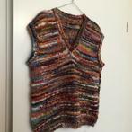 Handgebreid gilet in herfsttinten 100% wol one size, Kleding | Dames, Ophalen of Verzenden, Zo goed als nieuw