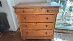 Antieke grenen commode met lades, Gebruikt, Met lade(s), Grenenhout, 25 tot 50 cm