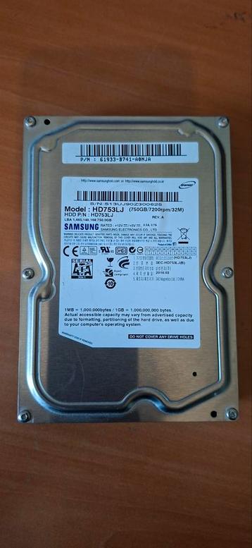 Samsung HD753LJ 750GB HDD - Werkt Perfect! beschikbaar voor biedingen