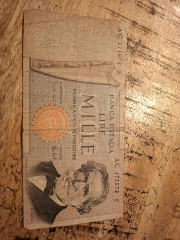 1000 Lire Italië - Vintage Bankbiljet beschikbaar voor biedingen