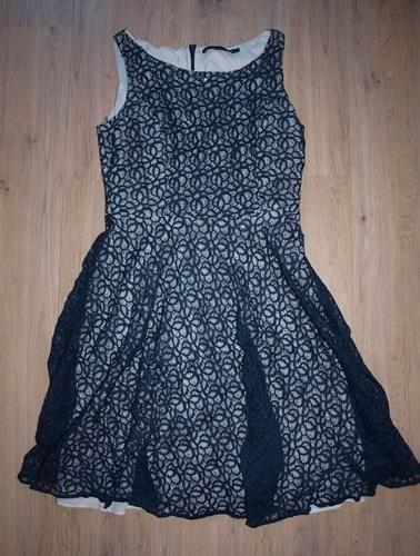 Steps Donkerblauwe Kanten Jurk (38), Kleding | Dames, Jurken, Zo goed als nieuw, Maat 38/40 (M), Blauw, Knielengte, Ophalen of Verzenden