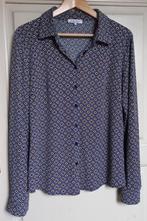 Enjoy Travelstof blouse L blauw-wit-roestbruin, Maat 38/40 (M), Blauw, Enjoy, Nieuw