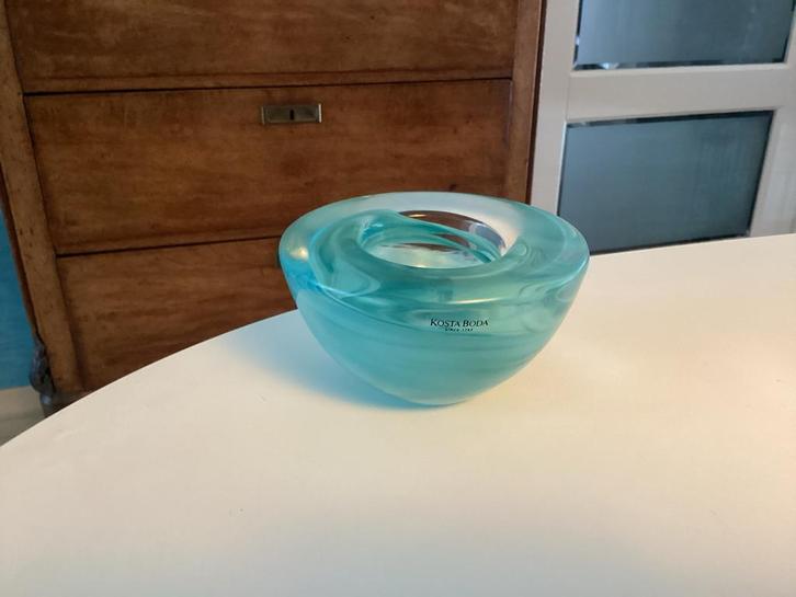 Kosta Boda Atoll, Huis en Inrichting, Woonaccessoires | Kandelaars en Kaarsen, Zo goed als nieuw, Blauw, Ophalen of Verzenden