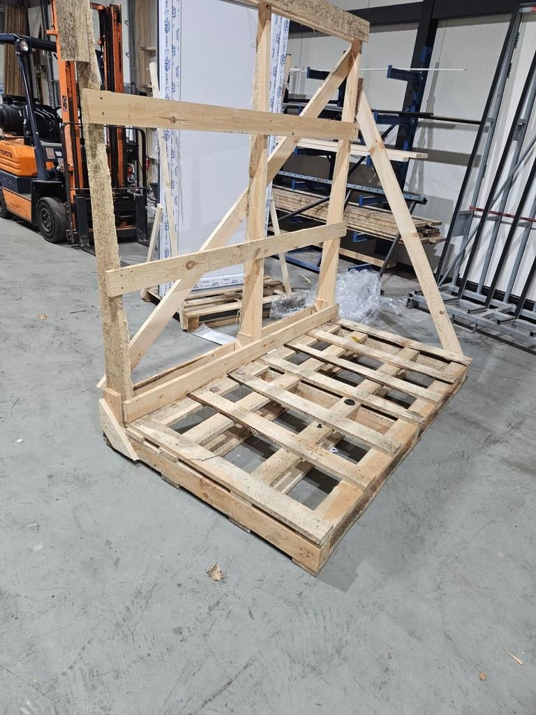 Houten Glasbok / Transportrek, Ophalen of Verzenden, Glasplaat, 160 cm of meer