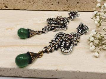 Zilveren Ottomaanse oorbellen met zirkonia, 925 beschikbaar voor biedingen