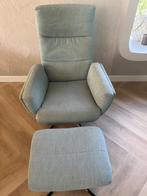 Fauteuil met voetenbankje (Ice Blue) en zwart onderstel, Ophalen, Gebruikt, Minder dan 75 cm, Stof