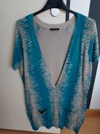 Claudia Sträter  lang Vest - Blauw/Beige - Maat 40, Claudia Sträter, Ophalen of Verzenden, Zo goed als nieuw, Overige kleuren