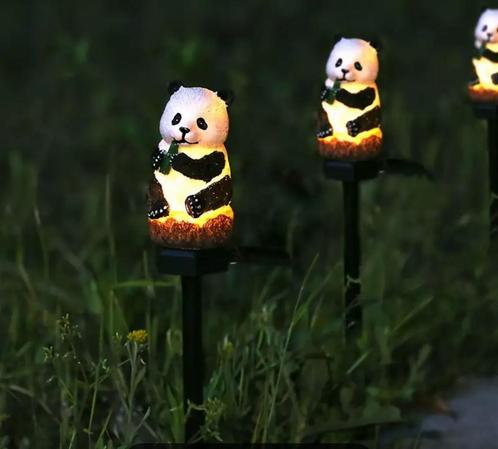 Panda solar led lamp zonne energie led lamp nieuw 2 stuks, Tuin en Terras, Tuinbeelden, Nieuw, Overige materialen, Ophalen